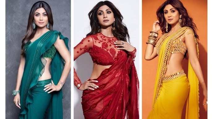 Bollywood actress Shilpa Shetty's stunning look in sarees - YouTube