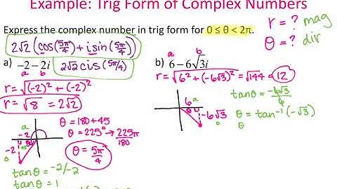 Precalc 6.5 Day 1 Trig Form of Complex Numbers