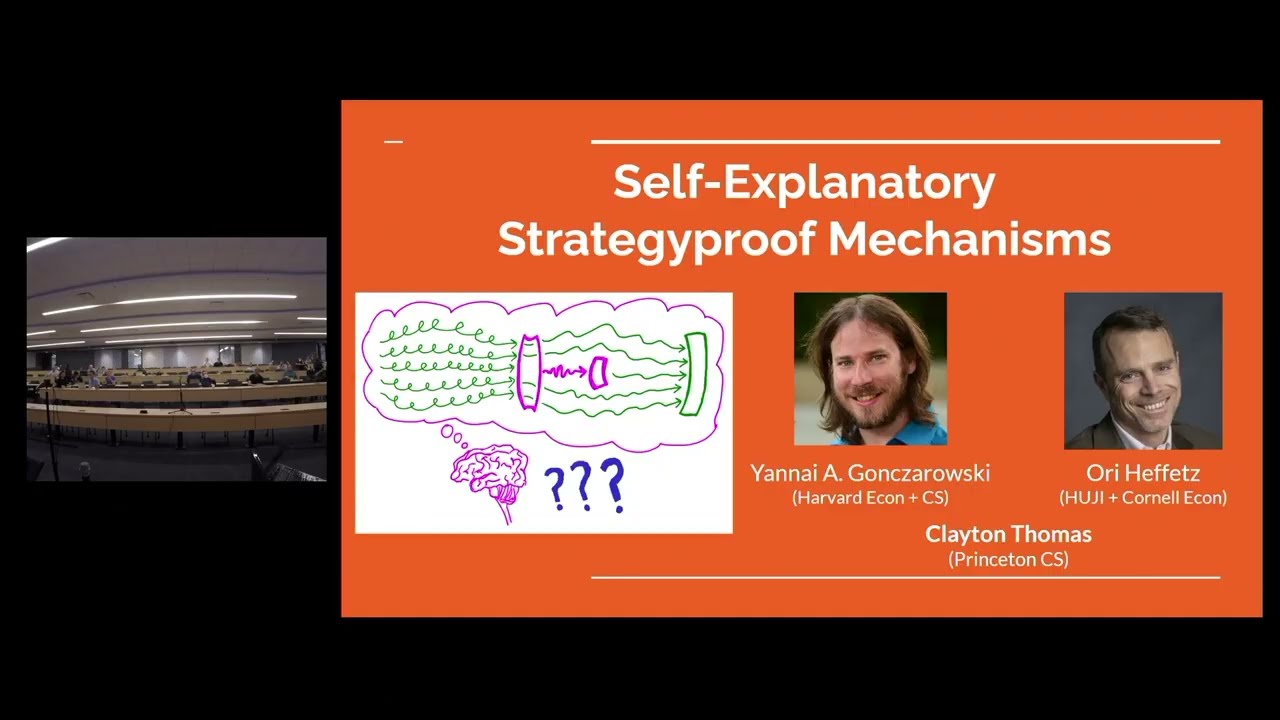 EC'22 Workshop Talk: Self-Explanatory Strategyproof Mechanisms