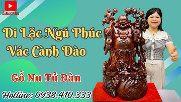 Tượng Di Lặc Ngũ Phúc Vác Cành Đào Gỗ Nu Tử Đàn Đục Kĩ Nét Gia Chủ Không Nên Bỏ Lỡ| Tượng Gỗ Độc Đáo