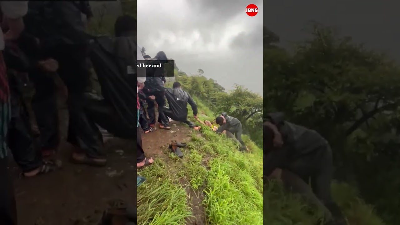Pune woman being rescued after she falls into 100ft deep gorge while taking selfie