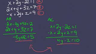 Solving a 3 variable system with elimination