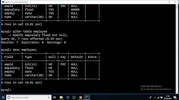 MYSQL DATABASE TUTORIAL - NOT-NULL CONSTRAINT | ALTER TABLE | HOW TO ADD NOT-NULL USING CREATE TABLE