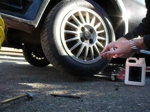 adding sealant to schrader valve tire