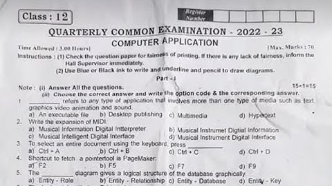 12th Computer Application Quarterly Question Paper 2022 | 12th std Computer Application Original PDF