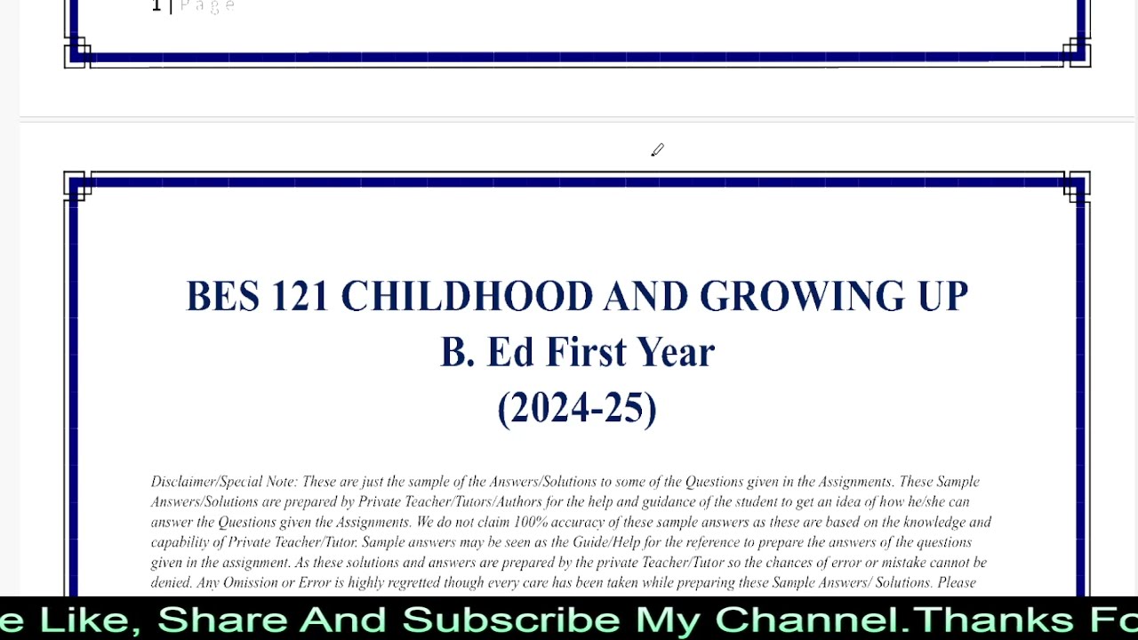 FREE Ignou BES 121 Solved Assignment 2025 | IGNOU Handwritten Assignment Ready To Submit File