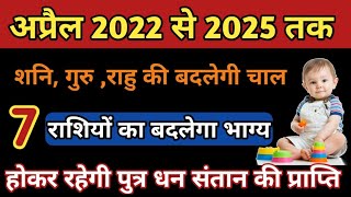 अप्रैल 2022 से 7 भाग्यशाली राशियों की बदलेगी किस्मत होकर रहेगी पुत्र धन संतान नौकरी की प्राप्ति।