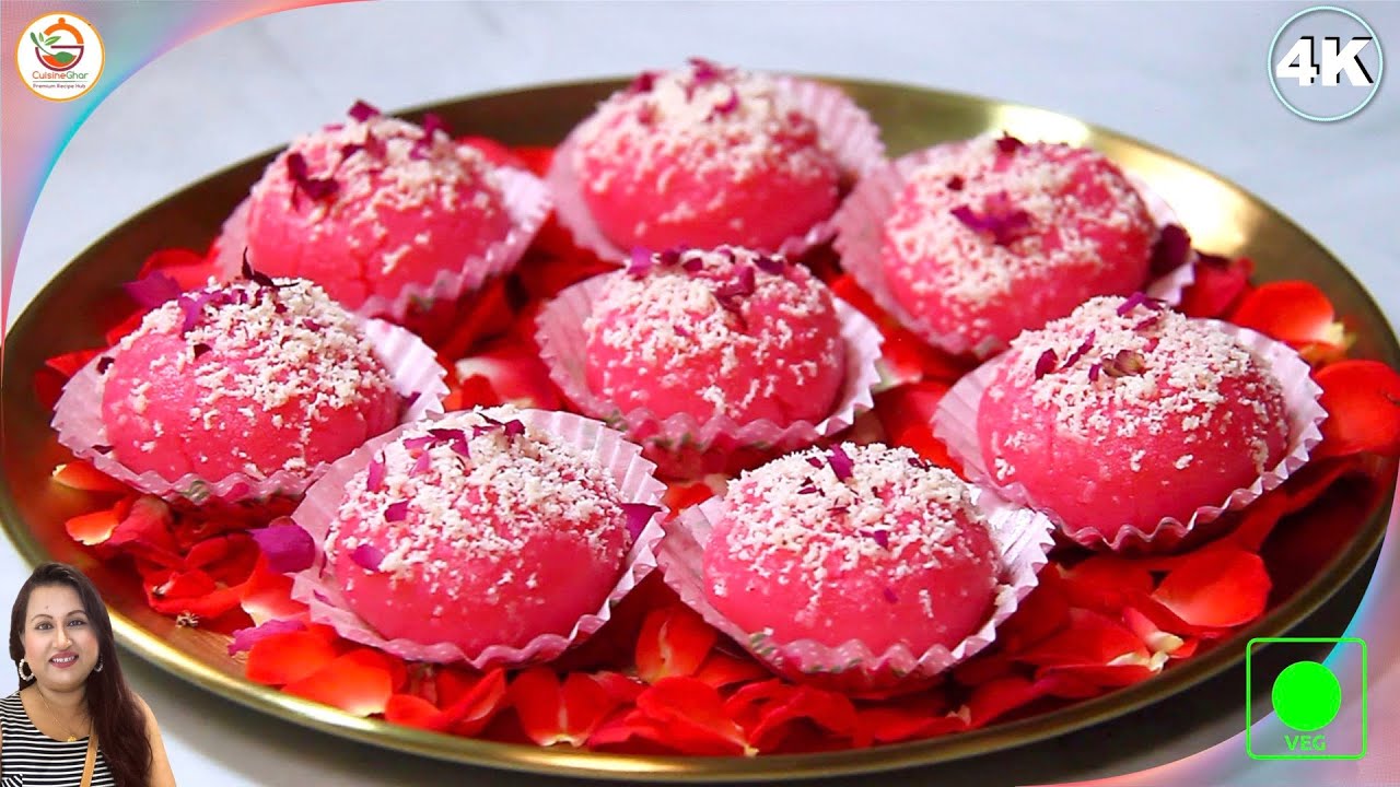 মিস্টির দোকানের স্বাদে গোলাপ ভোগ মিস্টি রেসিপি | GULAB BHOG Recipe | Rose Flavour Pink Rosogolla | CuisineGhar
