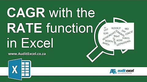 CAGR (Compound Annual Growth Rate) using MS Excel's RATE Function -1 of 4 ways- links in description