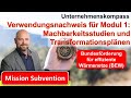 Verwendungsnachweis für Modul 1 BEW: Machbarkeitsstudien und Transformationspläne