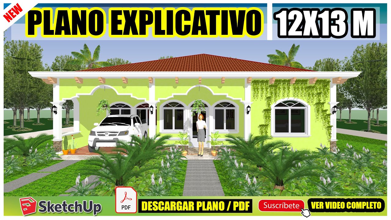 ⚪Diseño de casa 12 x 13 metros / Como construir mi casa estilo guatemalteco  / Casa de 3 Domitorios - YouTube