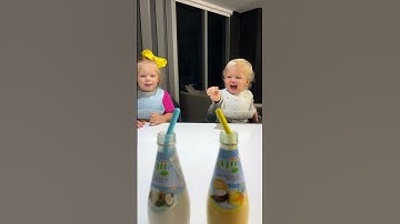Thumbnail of Kids are happy to try new drinks. Funny Baby video!