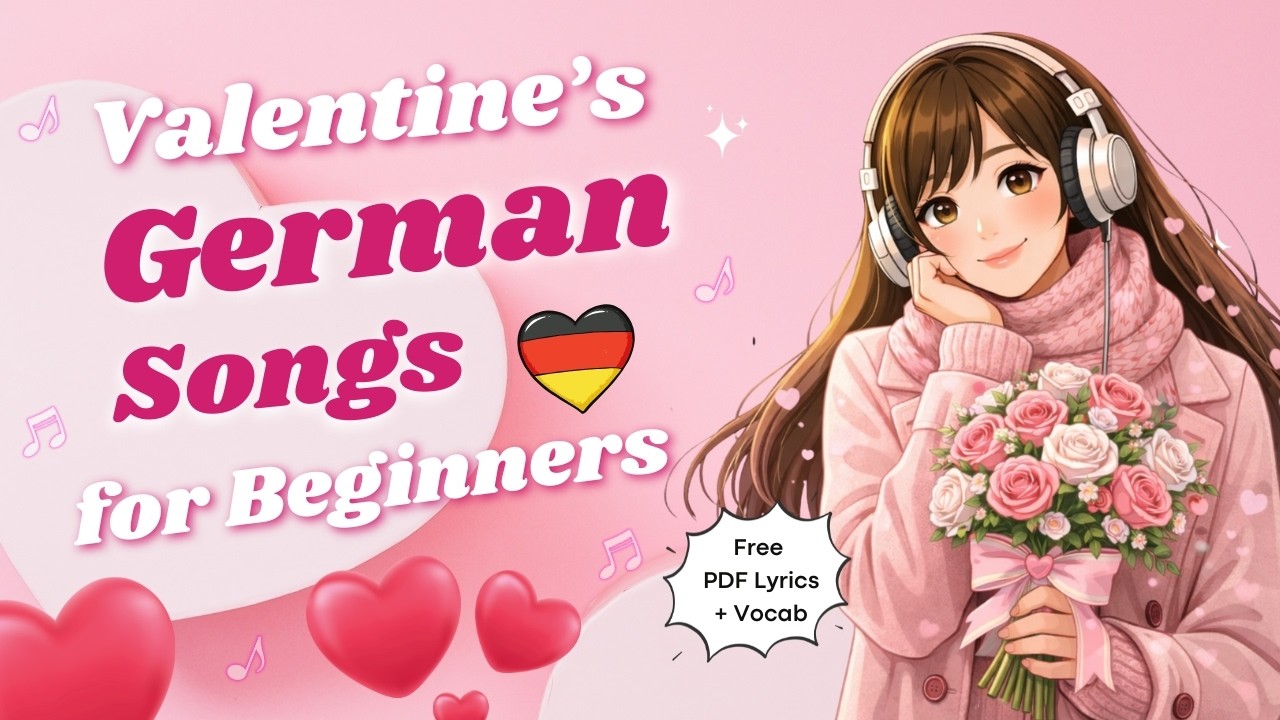 Valentine’s German Songs for Beginners (A1–B1) 💗 Cozy Lofi Lyrics + English Meaning