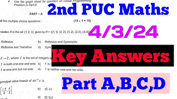 Maths Key Answers 2nd PUC Exam 2024#Shivamurthysacademy#2ndpucexam#maths