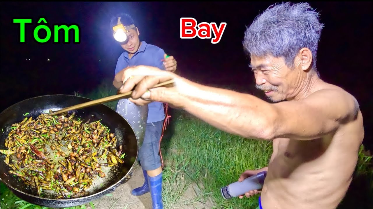 Đặc Sản Tôm Bay Mùa Gặt | Siêu Tốn Bia Với Món Châu Chấu Rang Lá Chanh ...