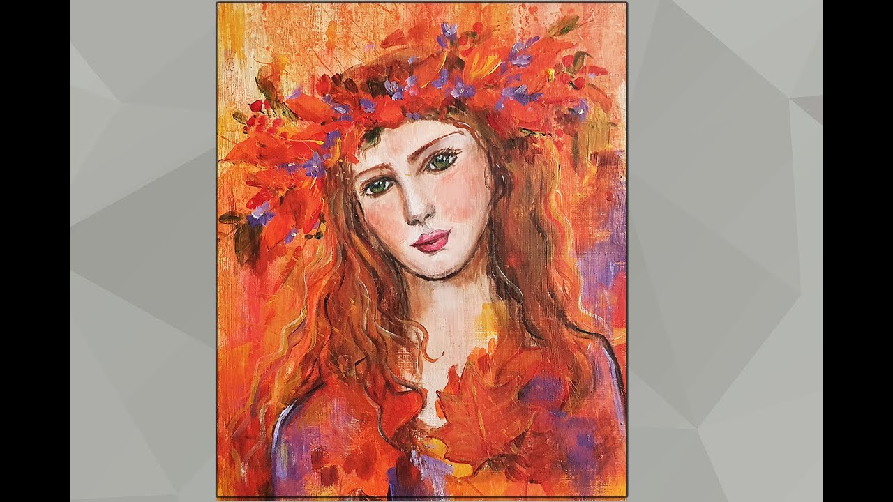 Autumn girl painting / acrylic/MariArtHome