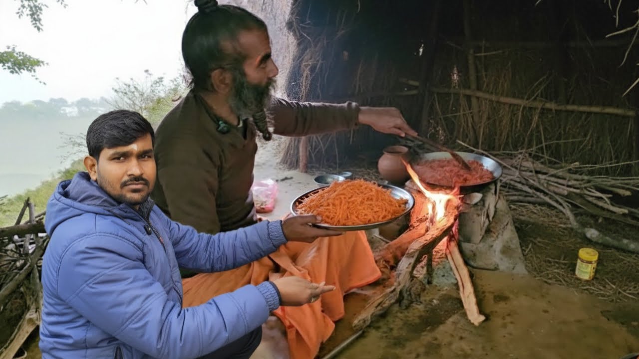 संत जी की कुटिया में स्वादिष्ट सात्विक गाजर का हलवा // chitrakoot yatra 