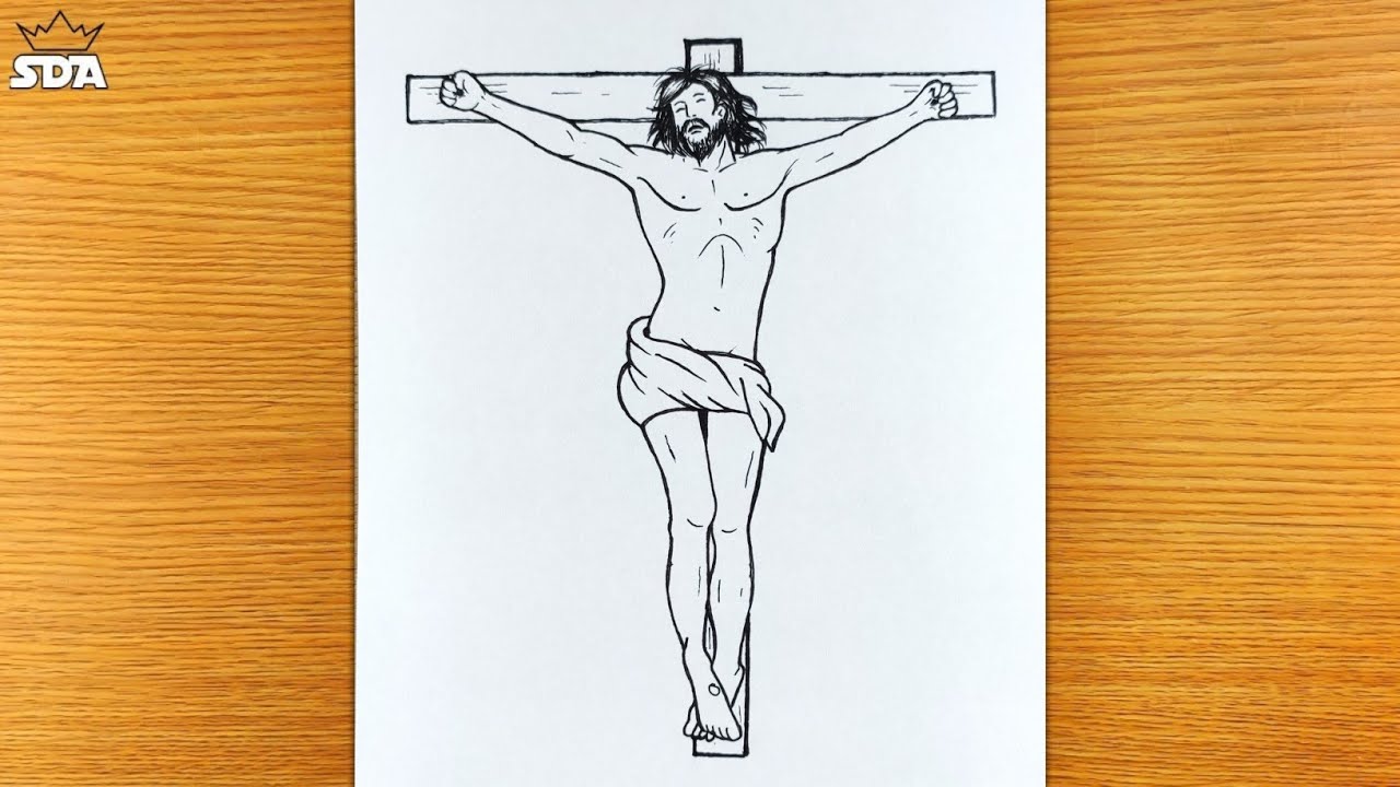 Jesus On The Cross Drawing  How To Draw Jesus On The Cross Step By Step