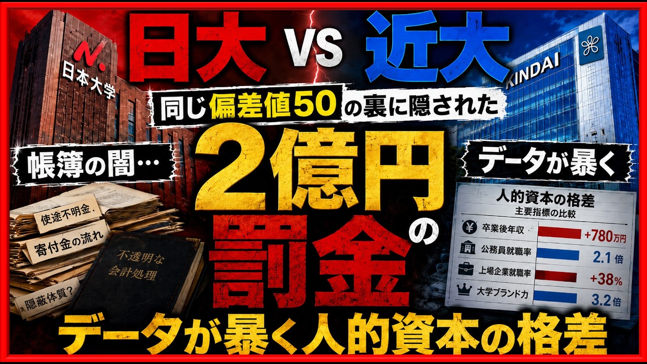 【日大vs近大】同じ偏差値50の裏に隠された「2億円の罰金」と帳簿の闇…データが暴く人的資本の格差