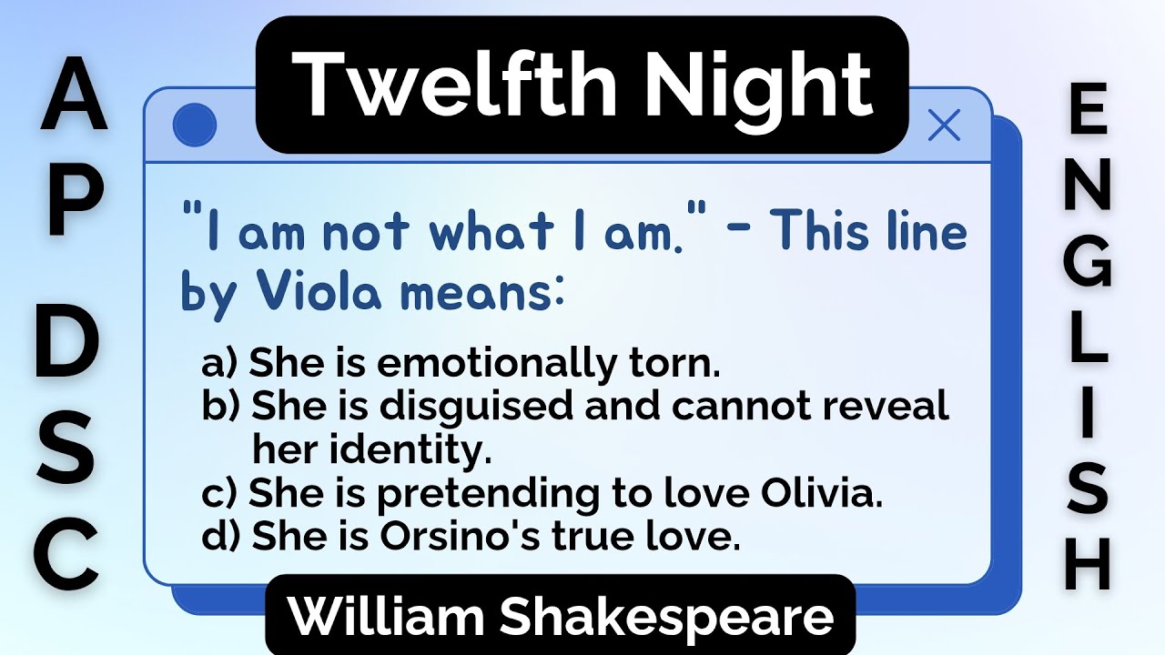 Twelfth Night | William Shakespeare | Practice Bits (MCQS) | English Literature