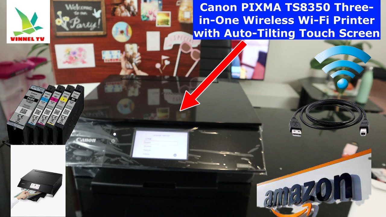 Canon PIXMA TS8350 Three - in - One Wireless Wi-Fi Printer with Auto  Tilting Touch Screen 