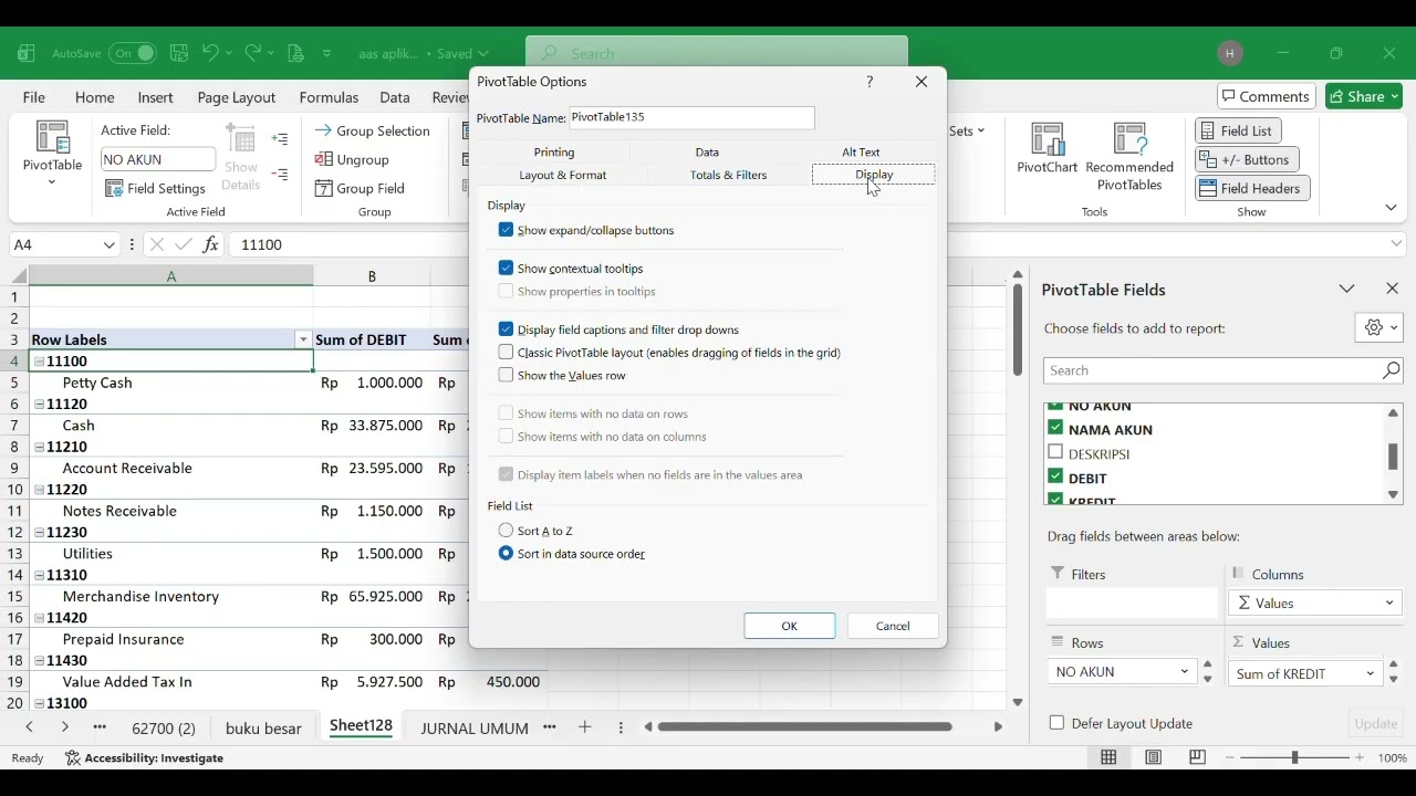 TUTORIAL CARA MEMBUAT LAPORAN KEUANGAN DENGAN MENGGUNAKAN PIVOTABLE