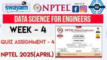 Data Science For Engineers | Week 4 Answers 2025 (April) | NPTEL 2025(April)|