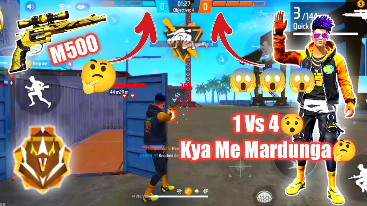 1 Vs 4 Situation Mood Off Gameplay Free Fire | Clash Squad Rank Op ...