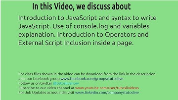 Introduction to JavaScript By Tutoslive