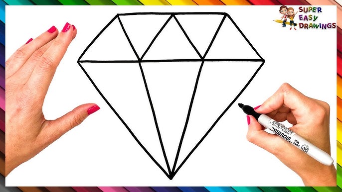 HOW TO DRAW A BEAUTIFUL DIAMOND KAWAII - Simple Drawing for Children 