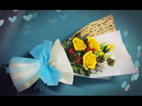 How To Make Flower Bouquet With Five Rose - Craft Tutorial