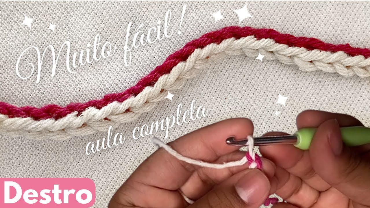 Cordão de Crochê muito fácil | Crochê para iniciantes | Destro | Aprendendo a Crochetar 