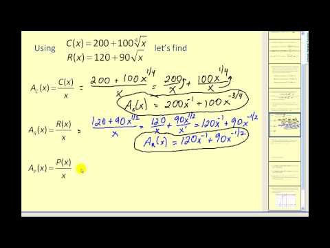 Average Revenue, Cost, and Profit Functions and Th...