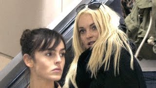 Bleached Blonde Lindsay Lohan Returns From Hawaii With Sister Ali [2012]