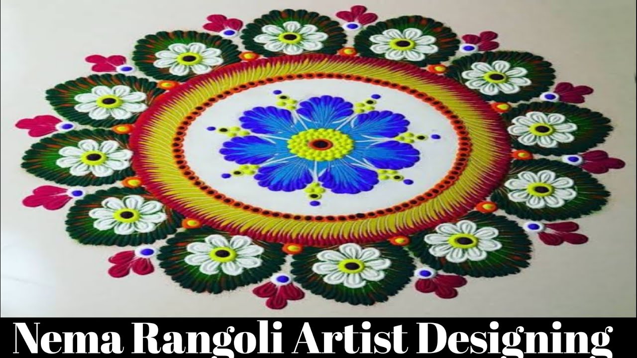 Creative and beautiful flower rangoli | easy rangoli design using spoon ...