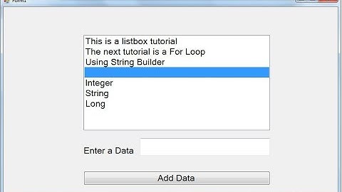 Visual Basic.Net Absolute Beginners Tutorial Adding Data To a ListBox
