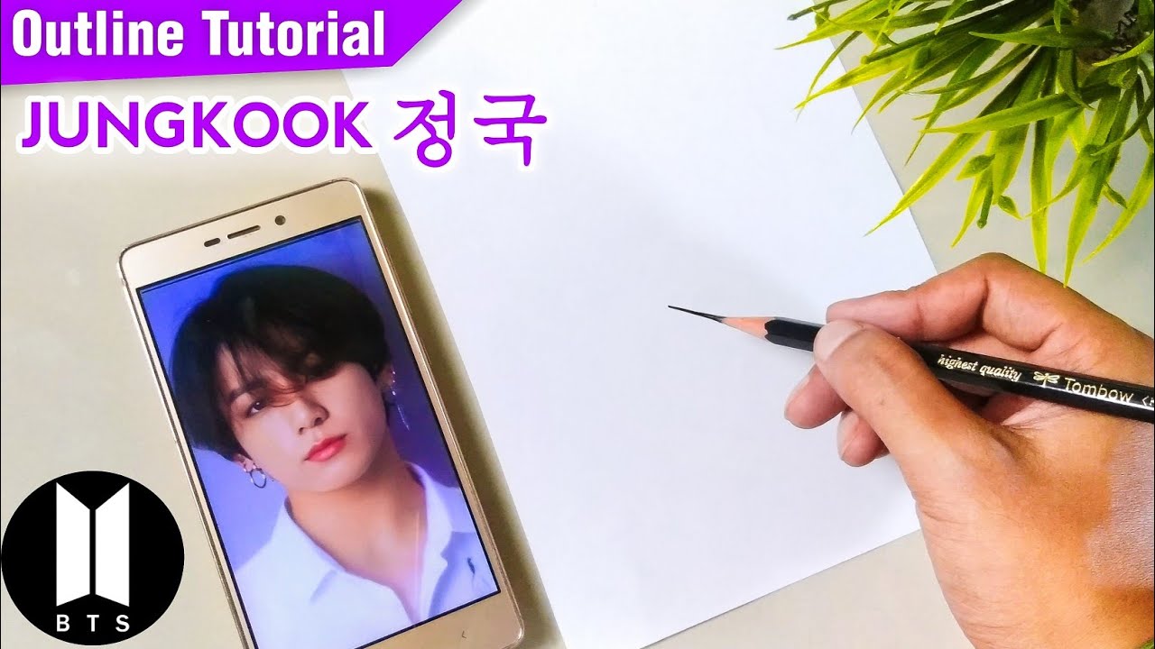 Jungkook Drawing Tutorial || BTS Drawing Tutorial || How to draw BTS ...