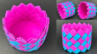 DIY Paper Basket. สานตะกร้าจากกระดาษสี