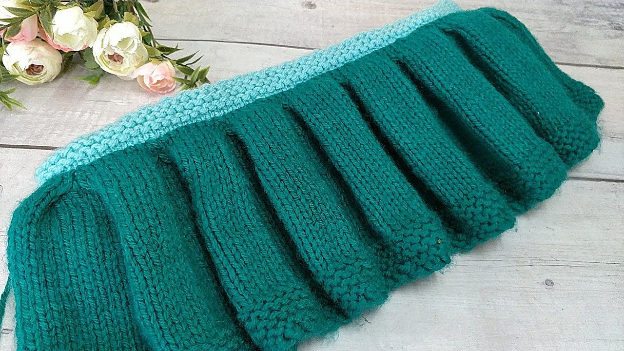 फ्रॉक की झालर बुनाई  Knit Inverted Box Pleats English Written Ptrn in Description box