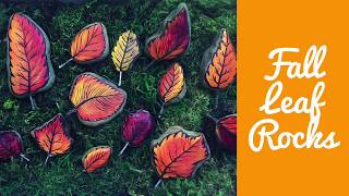 rocks leaf fall painted rock leaves paint easy halloween using colors
