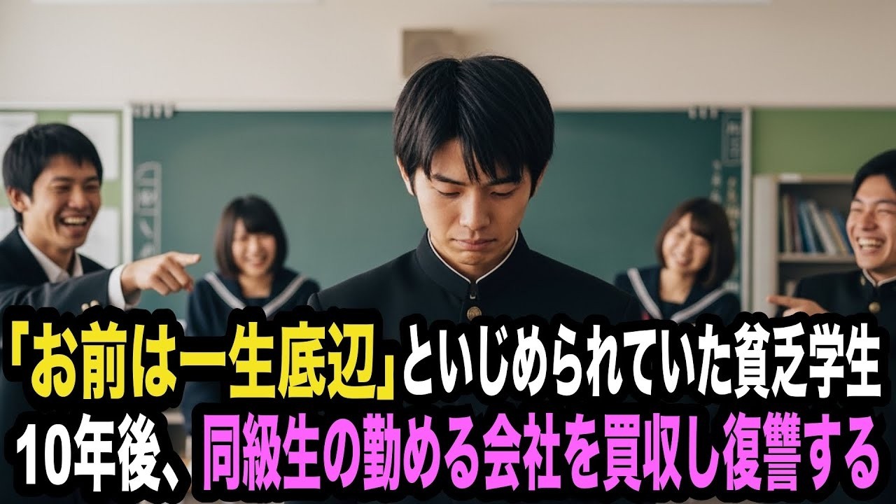 「お前は一生底辺」といじめられていた貧乏学生。10年後、同級生の勤める会社を買収し復讐する