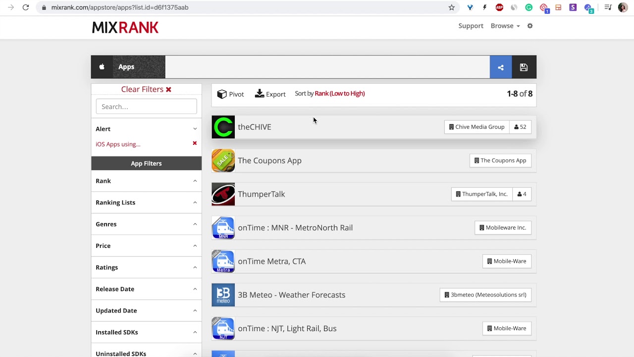 Mixrank 35 seconds demo