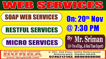 WEB SERVICES Offline Training On 20th Nov @ 7:30 PM by Mr. Sriman