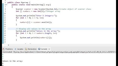 Arrays(Single Dimensional/1D arrays) in Java (Eclipse)