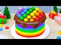 Making mini rainbow melted cake with kitkat chocolate  miniature rainbow chocolate cake decorations