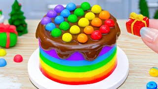 Making Mini Rainbow Melted Cake with KITKAT Chocolate 🍫 Miniature Rainbow Chocolate Cake Decorations