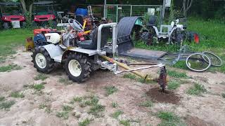 승용경운기.저가형핸들경운기 파이프구멍작업.mini tractor orger working.비닐하우스작업.농장기계..farm tool.