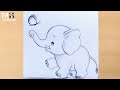 Happy baby   elephant with butterfly pencildrawing scenerytaposhiartsacademy