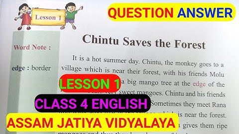 Assam Jatiya Vidyalaya CLASS 4 ENGLISH Lesson 1 Chintu saves the Forest Assamese Question answer.