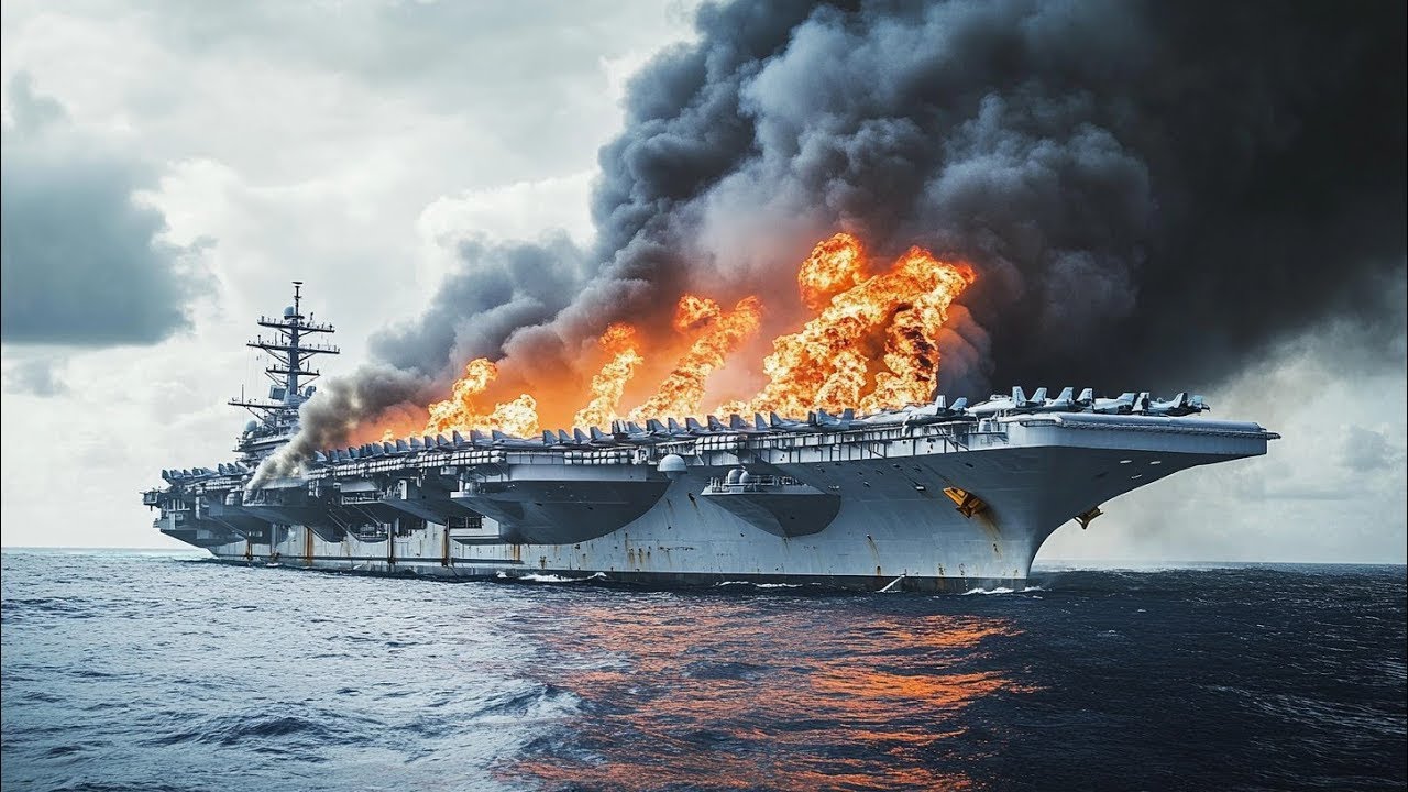 Минуту назад! Безумный трюк украинского пилота F-16 взорвал российский авианосец в Черном море.